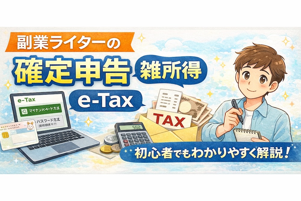 【副業ライターの雑所得】確定申告のやり方をe-Tax画面つきでやさしく解説
